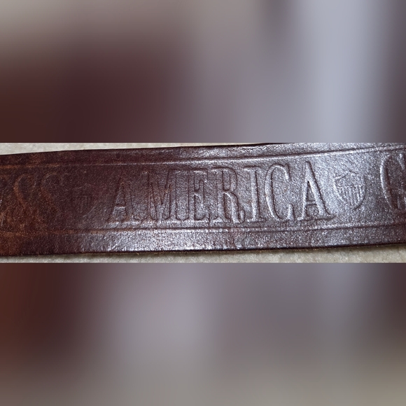 Vintage God Bless America Brown Leather Belt with Eagle Buckle - Picture 4 of 12